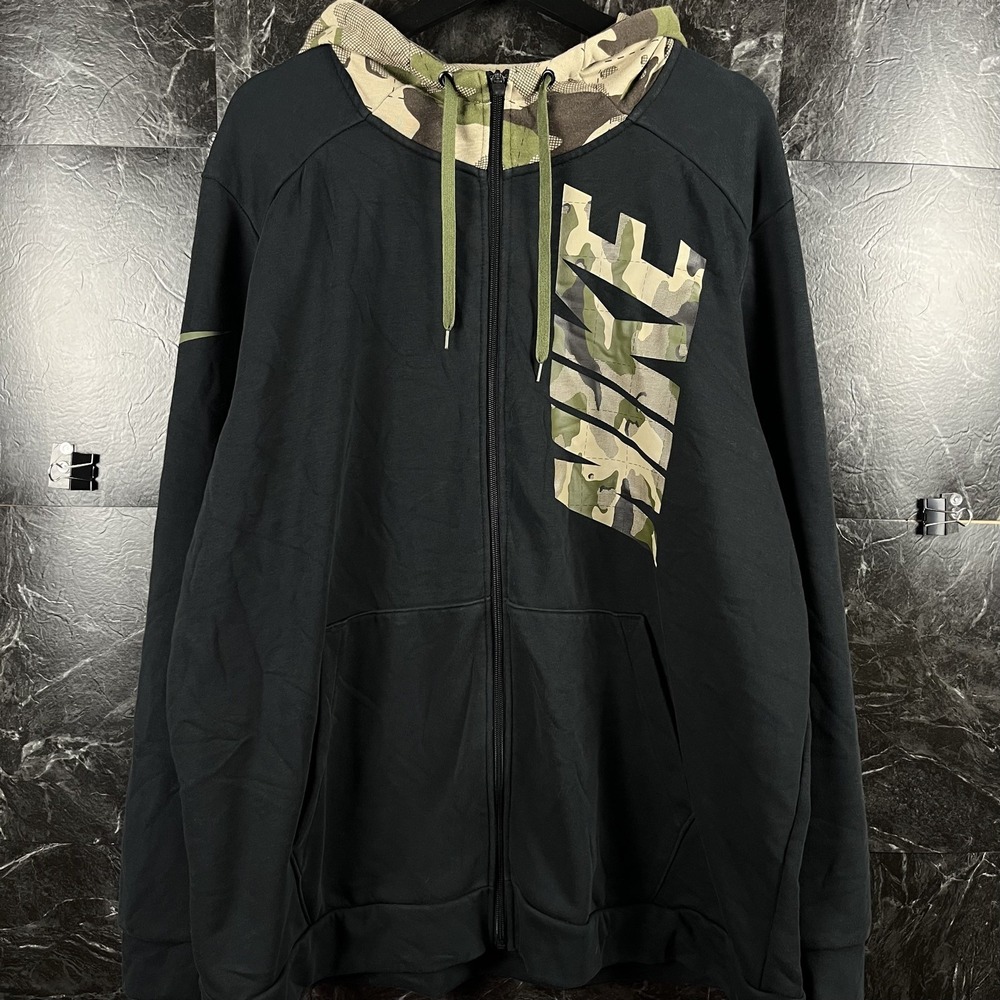 Nike Men's Black Camo Dri-Fit Tech Zip Hoodie 2XL